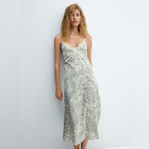 NWT: Mango Paisley Slip Dress - Picture 1 of 4